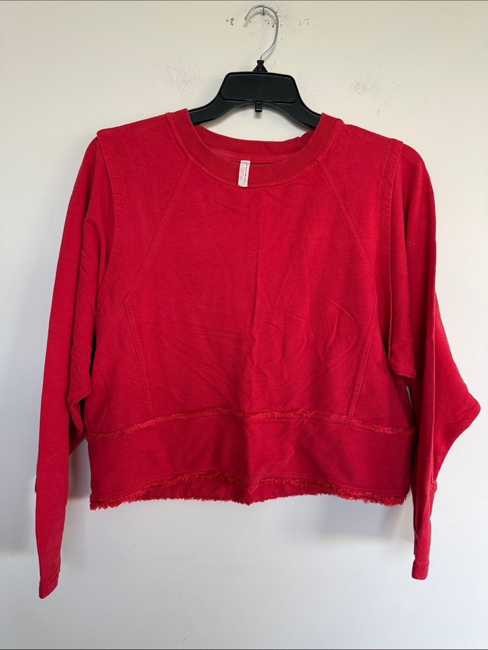 FP Movement by Free People Red Cropped Raw-Edge Sweatshirt
